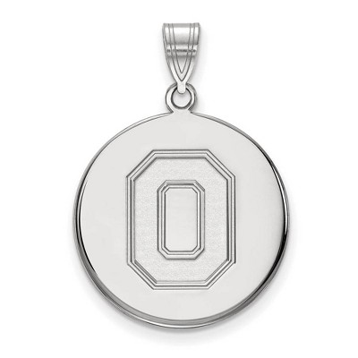 Black Bow Jewelry 10k White Gold Ohio State Buckeyes NCAA Large Pendant