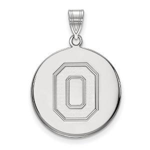 Black Bow Jewelry 10k White Gold Ohio State Buckeyes NCAA Large Pendant - 1 of 3