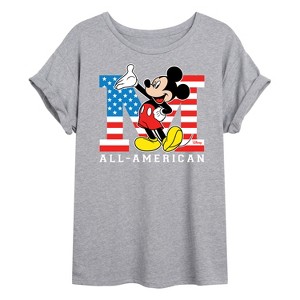 Women's - Disney - Mickey Flag All American Oversized Graphic T-Shirt - 1 of 4