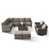 Buenhomino 8 Pieces Outdoor Patio Furniture Set with Fire Pit,L-Shaped Modular Sectional Couches with Swivel Patio Chairs,Wicker Conversation Set - 2 of 4