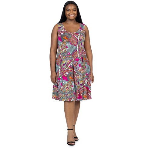 24seven Comfort Apparel Women's Paisley Long Sleeve Cocktail Dress