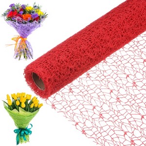 Unique Bargains Jacquard Net Mesh Flower Gift Wrapping Paper 180"x19.7" 1 Pc - 1 of 4