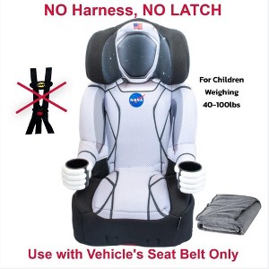 KidsEmbrace NASA Astronaut High Back Booster Car Seat (NO HARNESS - NO LATCH) For Children weighing 40-100lbs - Grey Blanket Included - 1 of 4