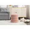Sapphtopaz Velvet Upholstered Ottoman Bench, Footstool with Soft Cushion and Wood Frame, Round Ottoman, Entryway Padded Footstool, Footrest Stool - 3 of 4