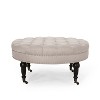 NicBex Modern 35" Round Ottomans Wood Footstools with Button Tufted and Casters for Bedroom and Living Room - 3 of 4