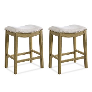 ROME + OAK Parker Backless Counter Stool, Natural with Cream Fabric, Set of 2 - 1 of 1