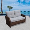 Courtyard Casual Costa Mesa Loveseat - Brown  Aluminum frame with solution dyed Poly fabric - 2 of 4
