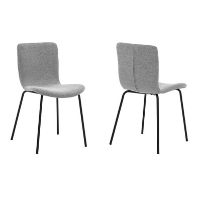 Armen Living Set of 2 Gillian Modern Fabric and Metal Dining Room Chairs Light Gray: Polyester Upholstery, 250lb Capacity