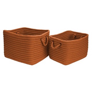 Colonial Mills Modern Farmhouse Braided Mudroom 2-Piece Basket Set, 12"x10"x8"/16"x12"x10", Orange, 2 Count - 1 of 1