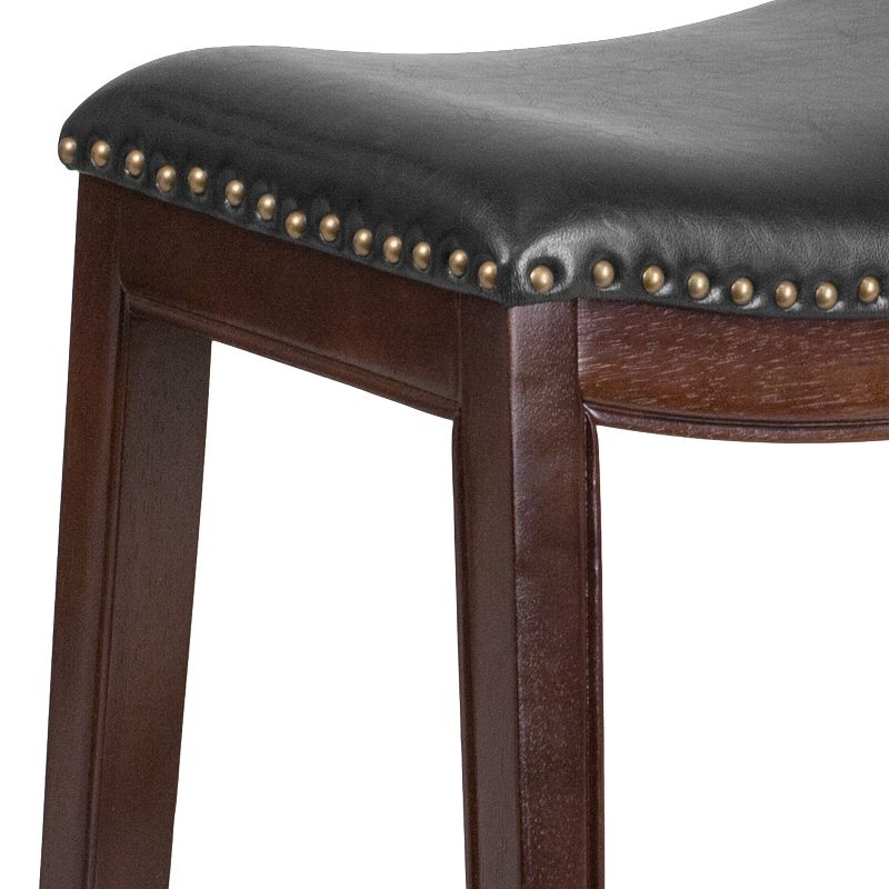 Flash Furniture 26'' High Backless Wood Counter Height Stool with LeatherSoft Saddle Seat, 6 of 12