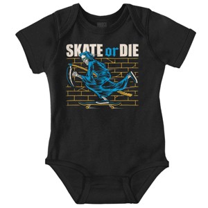 Cool Skeleton Reaper Skate or Die Baby Romper Boys or Girls Brisco Brands - 1 of 4