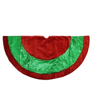 Northlight 48" Red and Green Holographic Sequined Christmas Tree Skirt - 1 of 1