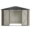 NicBex 10*10ft Modern Outdoor Storage Shed with Lockable Doors Weatherproof Galvanized Metal Garden Shed for Garden, Lawn, Patio, Brown - 3 of 4