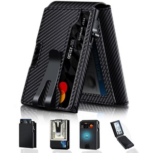 Generic Minimalist Wallet for Men, 2 ID Windows Mens Trifold Wallet for RFID Blocking Leather Wallets 9-13 Cards - 1 of 4