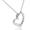 Pompeii3 Diamond Heart Pendant Necklace 3-Stone 10K White Gold - 2 of 4