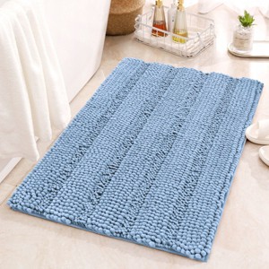 Subrtex Soft 1-piece Luxury Chenille Striped Bathroom Rug, 20" x 32" - 1 of 4