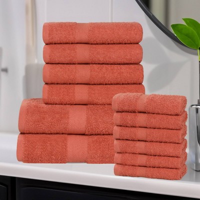 Coral Ultra-Soft Cotton 12-Piece Bath, Hand, Face Towel Set