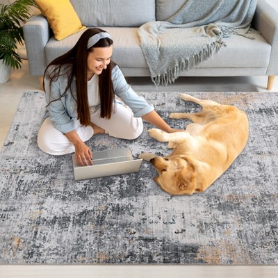 Garvee Modern Abstract Area Rugs Machine Washable Rug