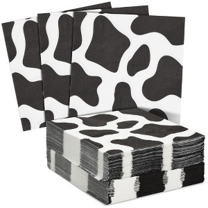Blue Panda 100 Pack Cow Print Napkins for Farm Animal Birthday Party Supplies, 2-Ply, 6.5 x 6.5 In - 1 of 4