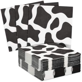 Blue Panda 100 Pack Cow Print Napkins for Farm Animal Birthday Party Supplies, 2-Ply, 6.5 x 6.5 In