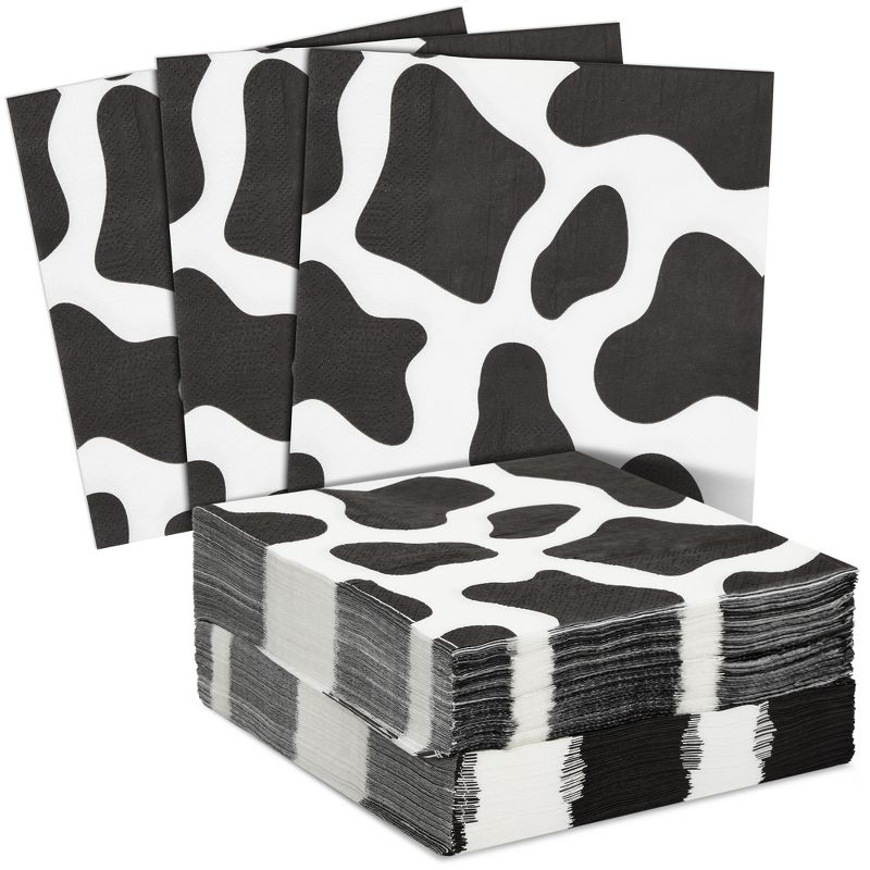 Blue Panda 100 Pack Cow Print Napkins for Farm Animal Birthday Party Supplies, 2-Ply, 6.5 x 6.5 In, 1 of 8