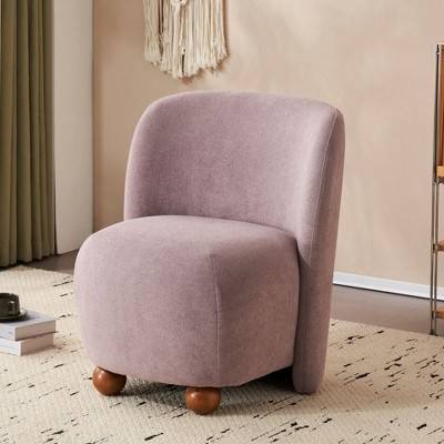 Okak Accent Chairs for Bedroom, Modern Low Back Accent Chair, Upholstered Armless Living Room Chairs, Round Pine Wood Feet
