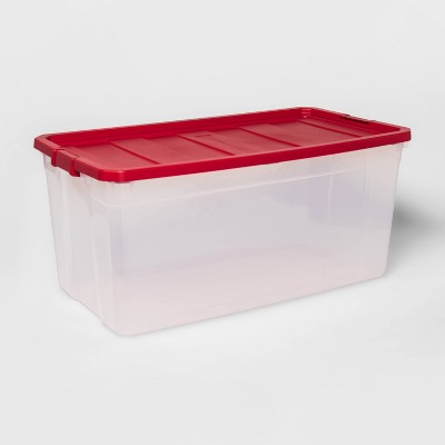 50gal Clear Stacker Box Red Lid and Latch - Wondershop™