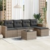 vidaXL 6 Piece Patio Sofa Set with Cushions Poly Rattan - Gray With Table - 2 of 4