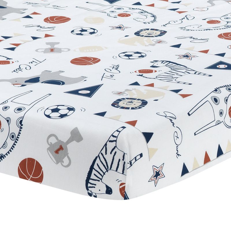 Lambs & Ivy Hall of Fame Animals/Sports 100% Cotton Fitted Baby Crib Sheet, 1 of 6