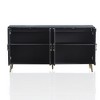 TIRAMISUBEST Distressed Black Buffet Cabinet - Modern 4-Door Lacquered Wood Storage Sideboard with Wheels for Dining Room - 2 of 4
