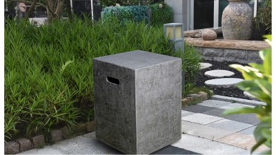 Light Gray Concrete Propane Tank Cover Side Table