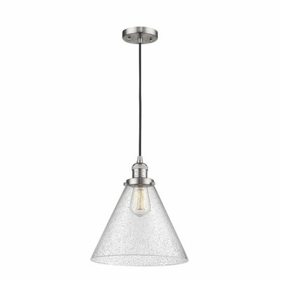 Cone - 1 Light Cord Hung Mini Pendant In Industrial Style-14 Inches Tall and 12 Inches Wide