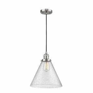 Cone - 1 Light Cord Hung Mini Pendant In Industrial Style-14 Inches Tall and 12 Inches Wide - 1 of 1