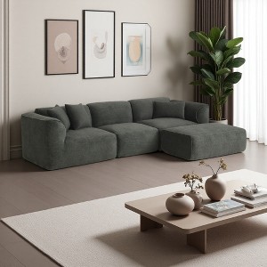 122.1" Velvet L-Shaped Modular Sectional Sofa with Ottoman - 1 of 4