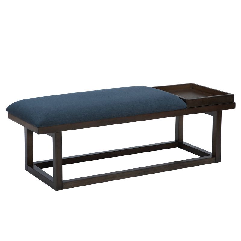 Lemire Modern Upholstered Bench with Tray Brown Finished and Navy - Powell, 5 of 12