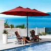 FONTOI Double Sided Outdoor Umbrella with Crank Handle, Rectangular Market Umbrella with 12 Ribs for Patio, Deck, Red, 106.2"*94.5"*181.1" - 2 of 4