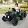 Costway 24V Ride On Tractor for Kids with Detachable Trailer Remote Control Music Green/Pink/Red/Dark Green - 2 of 4