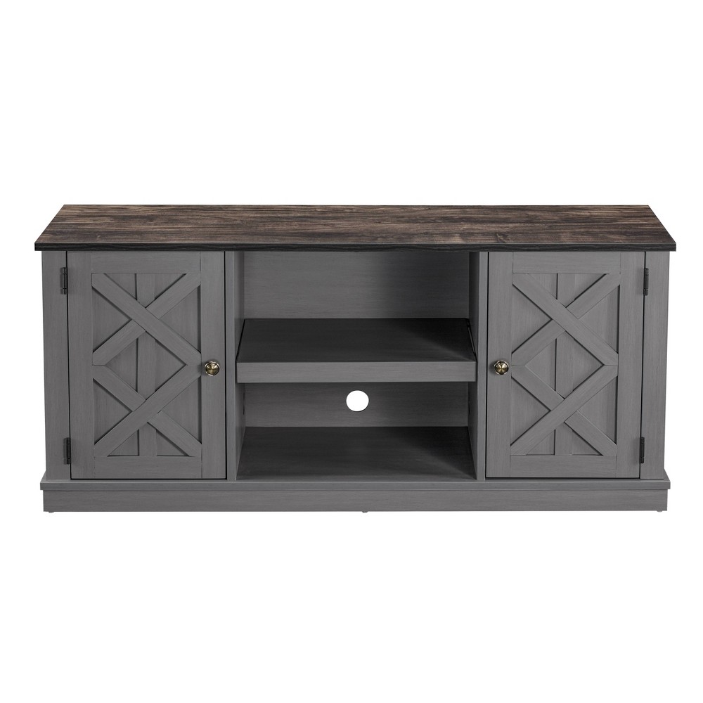 Photos - Mount/Stand 54" Farmhouse Two-Tone TV Stand for TVs up to 65" Gray - Home Essentials