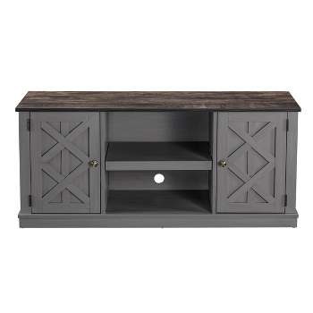 54" Farmhouse Two-Tone TV Stand for TVs up to 65" Gray - Home Essentials