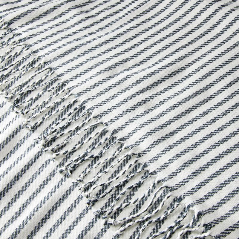 Ticking Stripe Woven Throw Blanket Gray/Cream - Hearth &#38; Hand&#8482; with Magnolia, 4 of 7