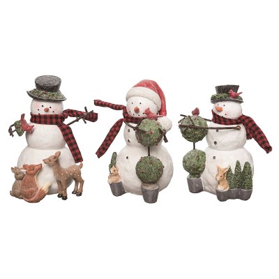 Transpac Christmas Winter Playful Snowman Polyresin Tabletop Figurines Decorations Set of 3, 6.0H inches