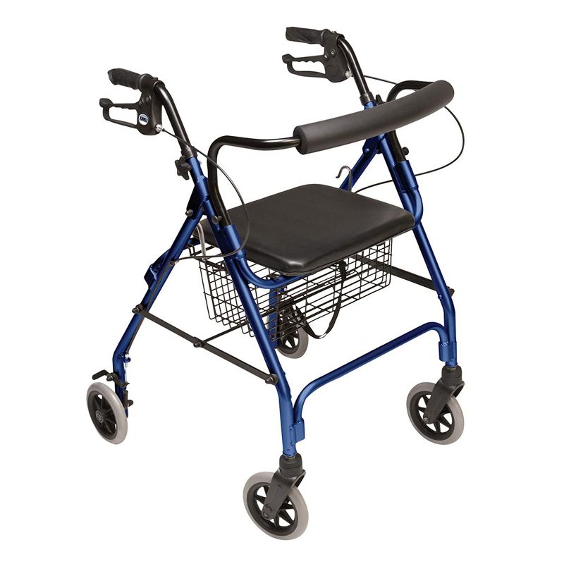 Graham Field Lumex Walkabout Lite Rollator with Seat and 6 Inch Wheels w/ Ergonomic Hand Grips & adjustable Handle Height for Everyday Use, Royal Blue, 3 of 7