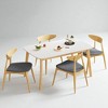 5-Piece Mid-Century Modern Dining Table Set with Faux Wood Top and 4 Upholstered Chairs, Solid Rubberwood Frame for Kitchen or Dining Room - 3 of 4