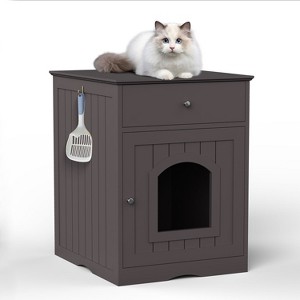 KTMBDW Litter Box Enclosure Cat Litter Box Furniture Hidden Litter Box Furniture Indoor Box Cabinet Cat House Side Table Nightstand with Drawer - 1 of 4