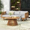 Christopher Knight Home Panfilo Acacia Wood Upholstered 3 Seater Daybed with Coffee Table - 2 of 4