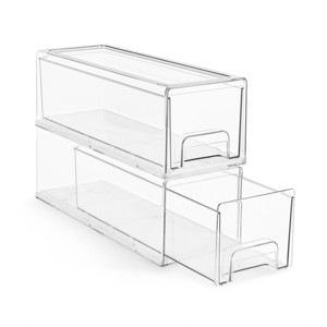Sorbus 2 Pack Wide Small Clear Plastic Stackable Drawers with Handles -LaundryOffice, Closet, Home, Bathroom, Organization and Storage - 1 of 4