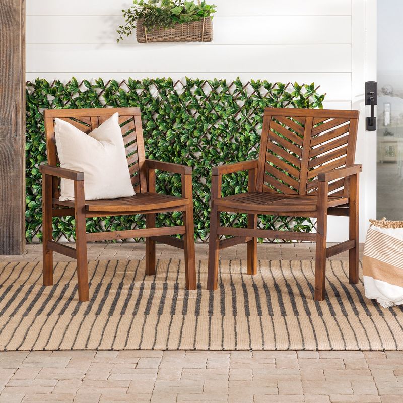 2pk Slatted Chevron Acacia Wood Patio Chairs - Saracina Home, 5 of 28