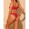 INSPIRE CHIC Women's Gold Chain V Neck Cut Out Solid Color Monokini Swimwear Bathing Suit 2 Set - 3 of 4