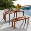 Tangkula 1PC/2PCS Patio Wood Bench 2-Person Solid Wood Bench w/ Slatted Seat 39.5” Long Bench w/ Stable Wood Frame - 2 of 4