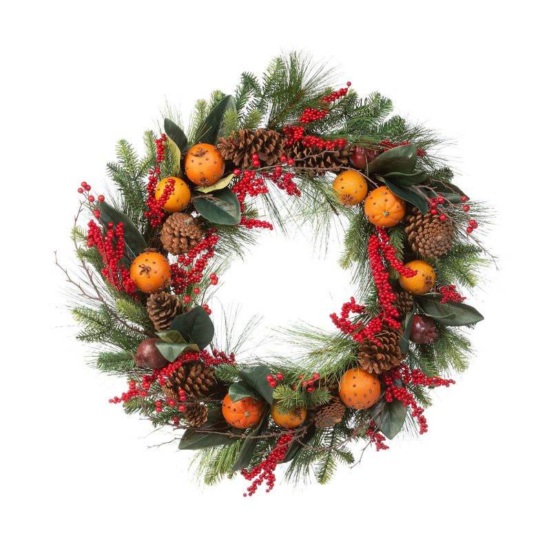 Park Hill Collection Cloved Fruit And Pine Wreath, 1 of 3